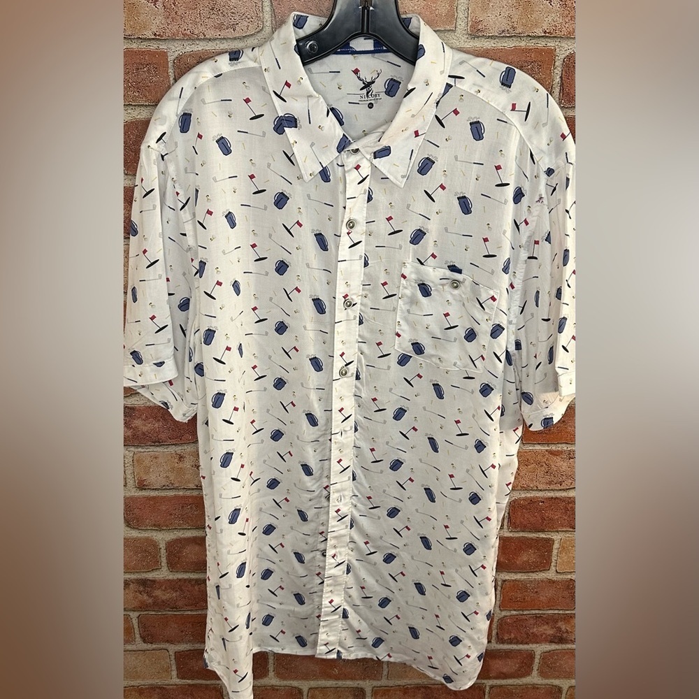 NiCoby Premium men's modal button down golf print shirt size XL